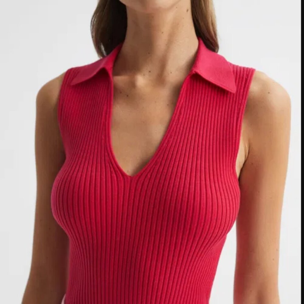 Reiss Sleeveless Pink V Neck Top Izzie XS With Tags!